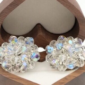 Breathtakingly Beautiful Vintage Aurora Borealis Art Deco Clip-On Earrings